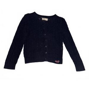 Vintage Hollister Women's Navy Blue Knit Button-Up Cardigan Sweater Small